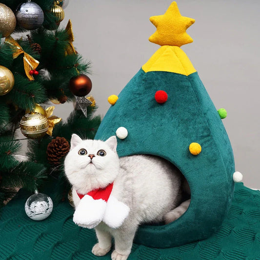 Cat Bed In The Shape Of A Christmas Tree