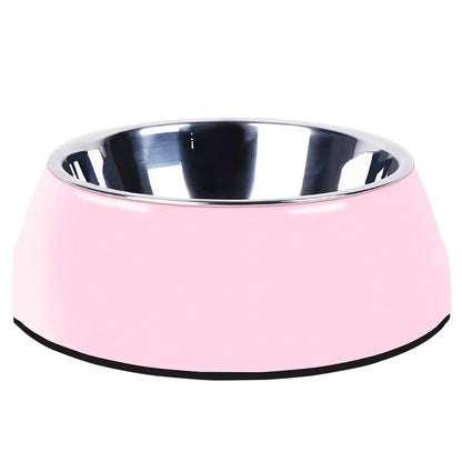 Dog Bowl Made Of Stainless Steel With Shiny Plastic Rim