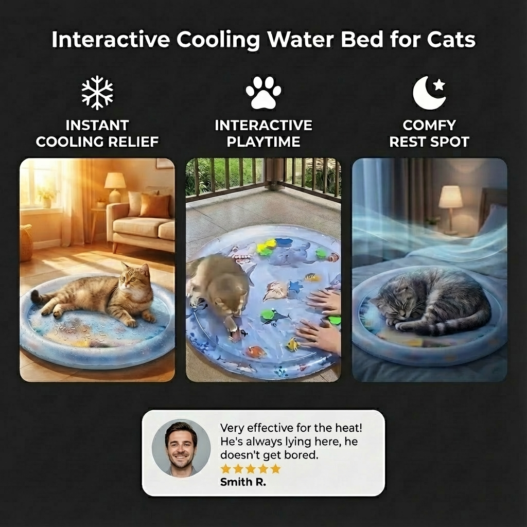 Interactive Cooling Water Bed for Cats