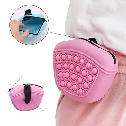 Pop - It Keychain With Zip - Stress Relief Toy And Storage Bag