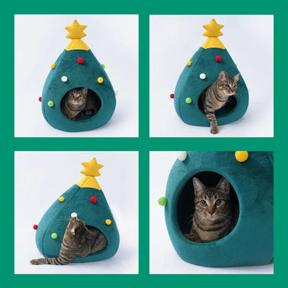 Cat Bed In The Shape Of A Christmas Tree