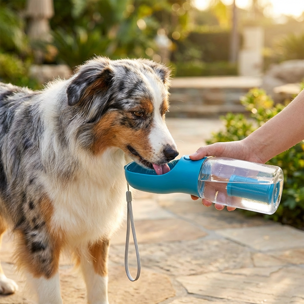 3-in-1 Dog Water Bottle – Travel Bottle with Food Container