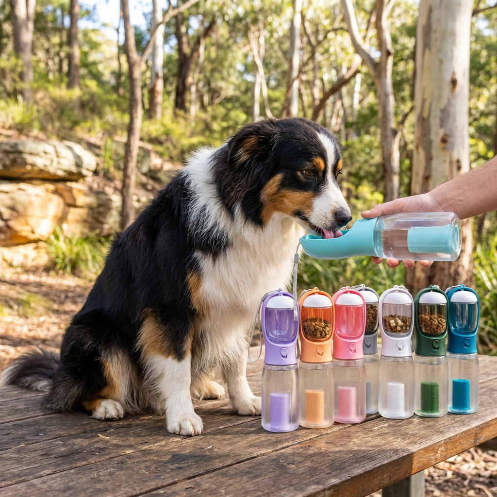 3-in-1 Dog Water Bottle – Travel Bottle with Food Container