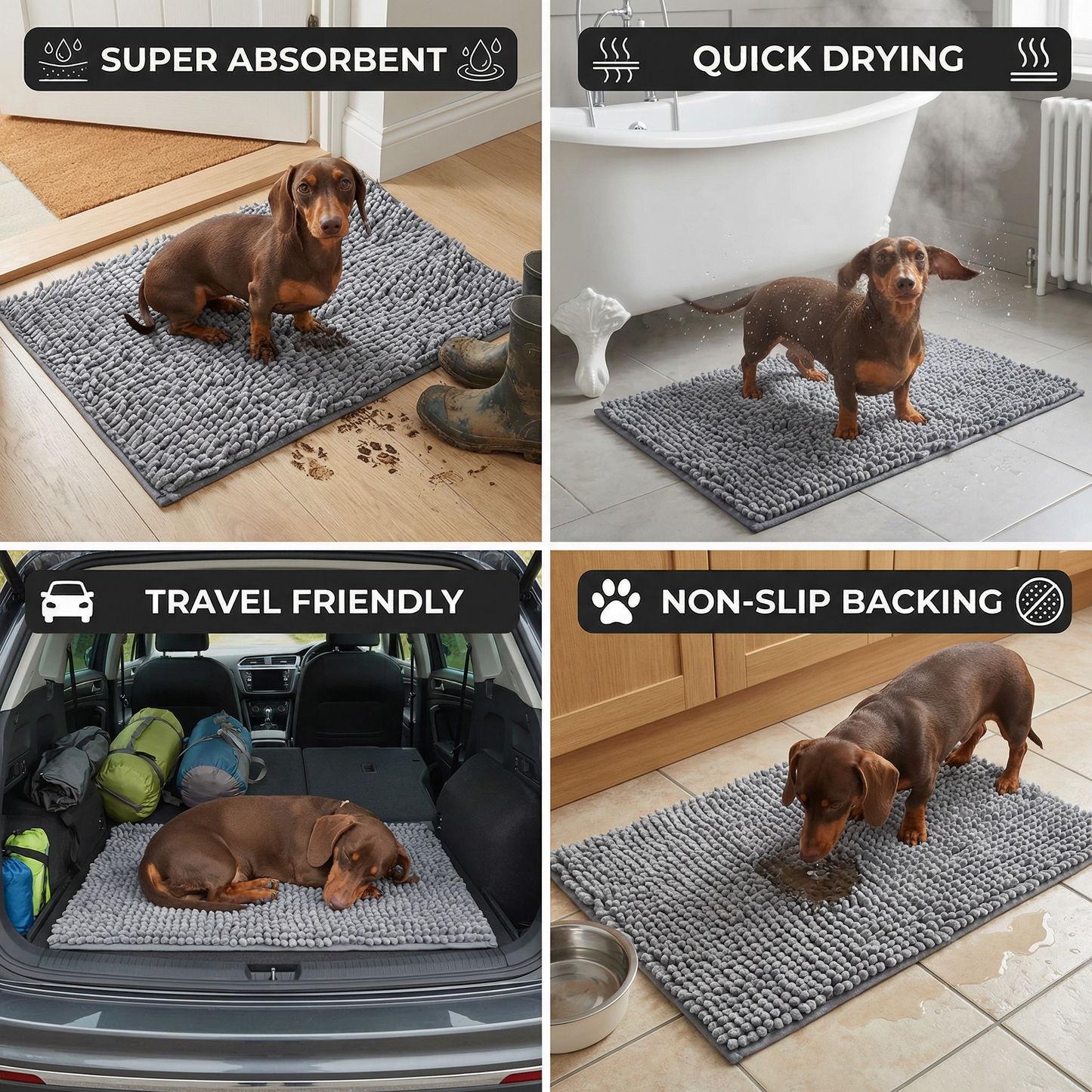 Dog Mud Mat – Super Absorbent, Non-Slip & Washable