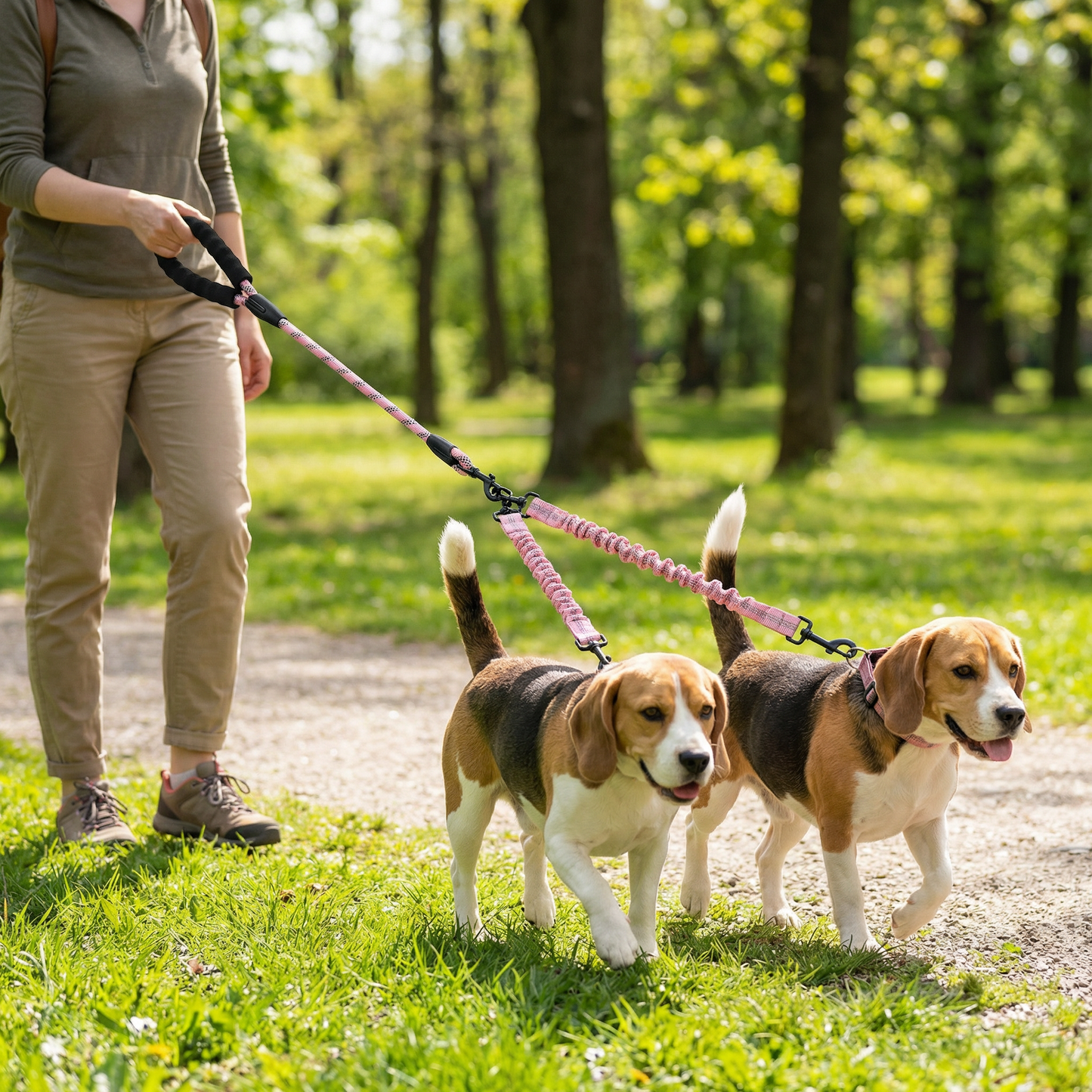 Easy Anti-Tangle Double Dog Leash