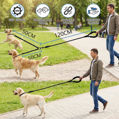 Easy Anti-Tangle Double Dog Leash