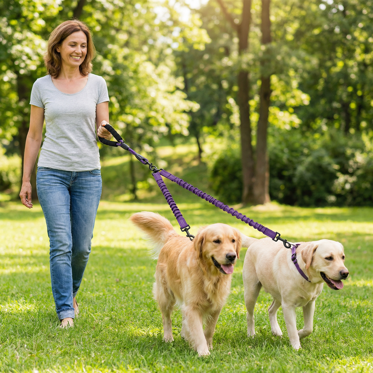 Easy Anti-Tangle Double Dog Leash