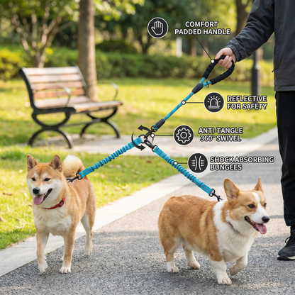 Easy Anti-Tangle Double Dog Leash