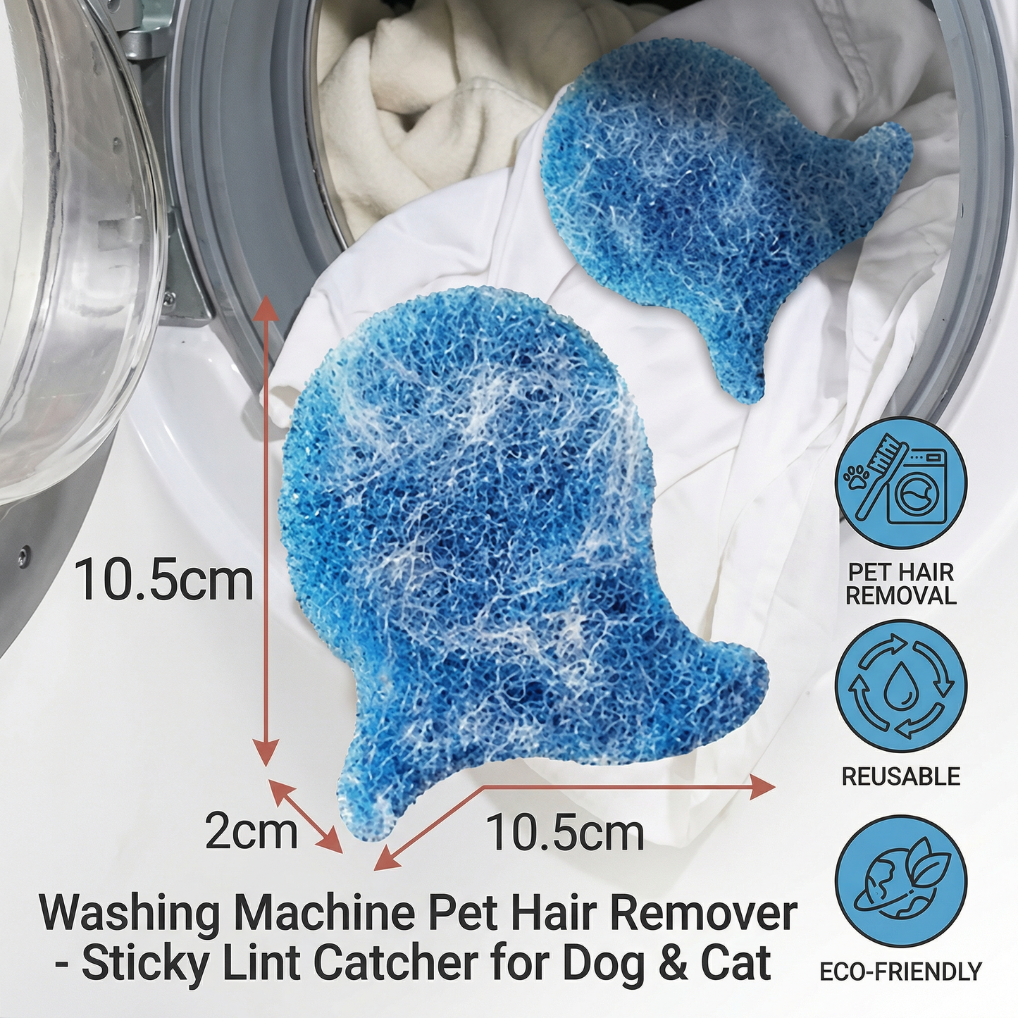 Washing Machine Pet Hair Remover – Sticky Lint Catcher for Dog & Cat