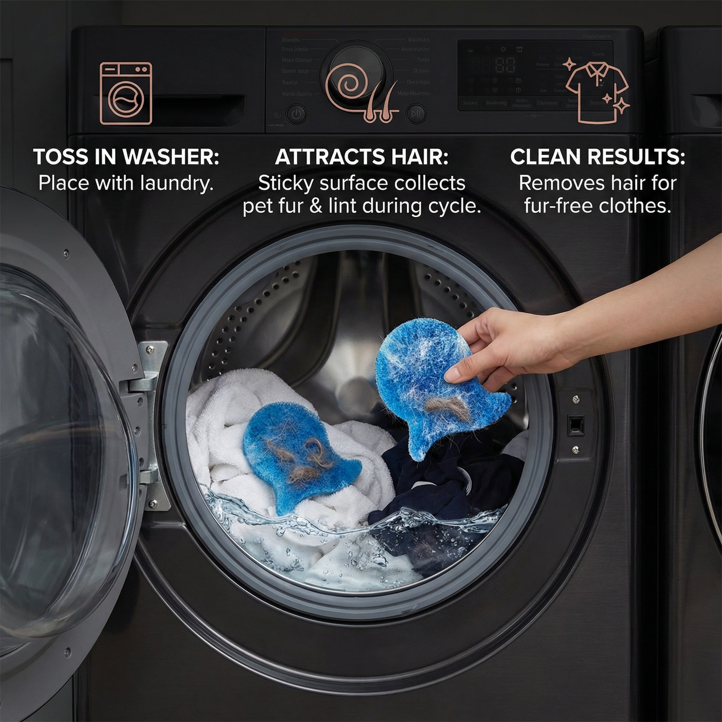 Washing Machine Pet Hair Remover – Sticky Lint Catcher for Dog & Cat