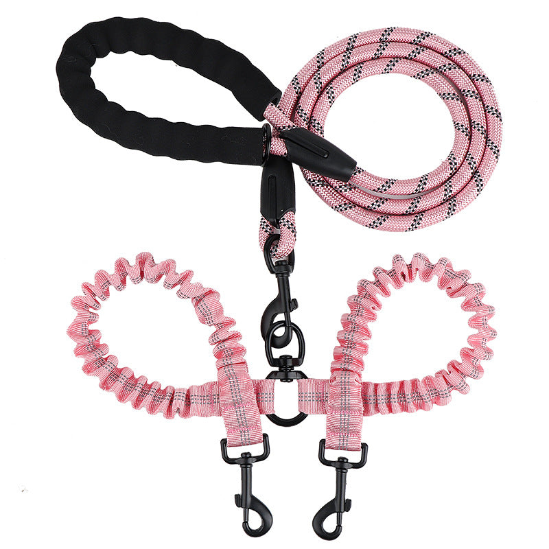 2-in-1 Dog Double Leash with 360° Swivel Joint – Tangle-Free & Shock Absorbing