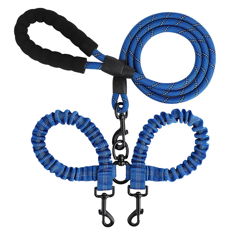 2-in-1 Dog Double Leash with 360° Swivel Joint – Tangle-Free & Shock Absorbing