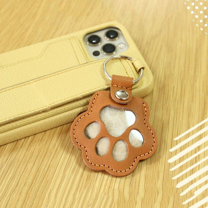 Leather Memorial Pet Hair Storage Keychain
