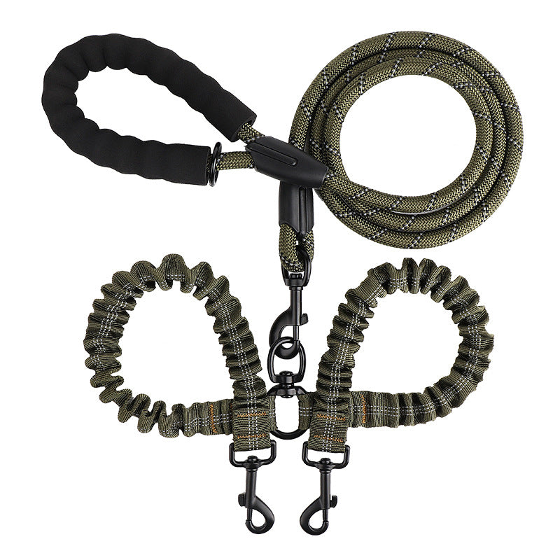 2-in-1 Dog Double Leash with 360° Swivel Joint – Tangle-Free & Shock Absorbing