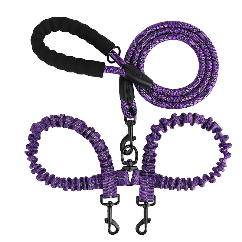 2-in-1 Dog Double Leash with 360° Swivel Joint – Tangle-Free & Shock Absorbing