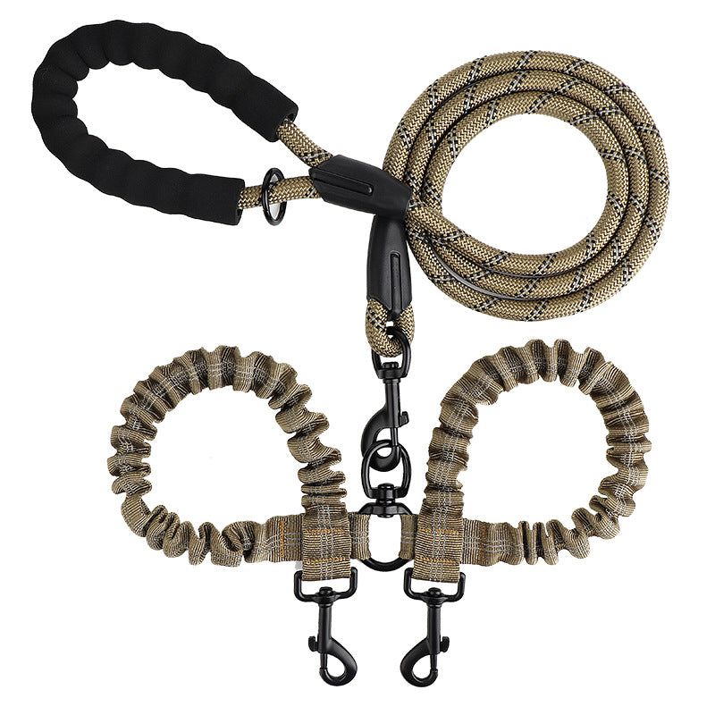2-in-1 Dog Double Leash with 360° Swivel Joint – Tangle-Free & Shock Absorbing