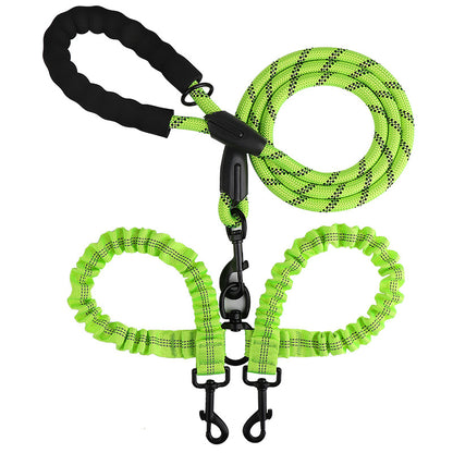2-in-1 Dog Double Leash with 360° Swivel Joint – Tangle-Free & Shock Absorbing