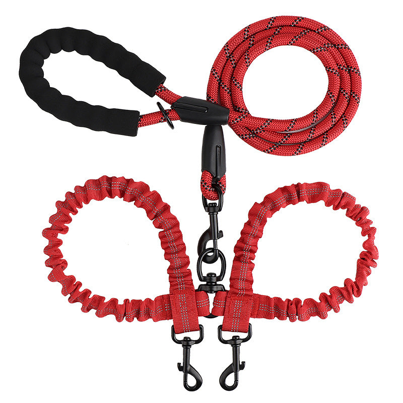 2-in-1 Dog Double Leash with 360° Swivel Joint – Tangle-Free & Shock Absorbing