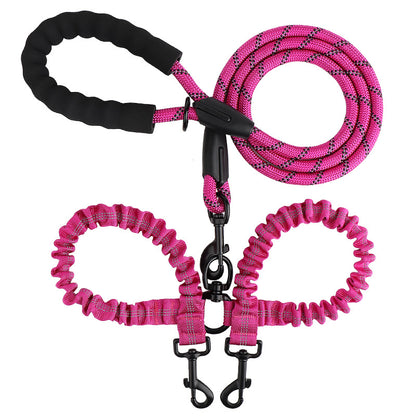 2-in-1 Dog Double Leash with 360° Swivel Joint – Tangle-Free & Shock Absorbing