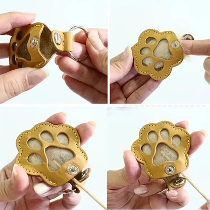 Leather Memorial Pet Hair Storage Keychain