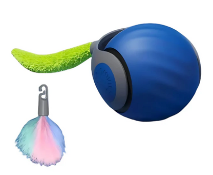 Rolling Play Ball For Cats With Feather Tail