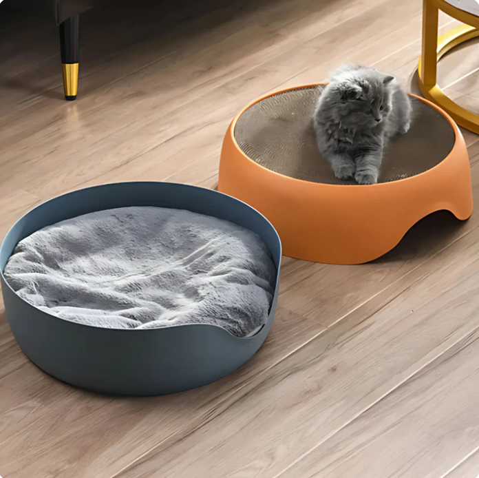 Multifunctional Cat Bed With Scratching Surface And Lying Cushion