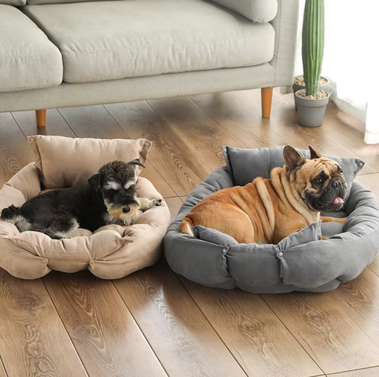 Cosy Dog Bed With Pillow - Soft Washable Pet Bed For Dogs Cats