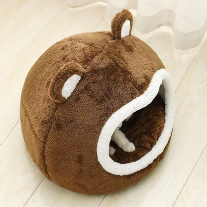 Cat Cave Bear - Fluffy Cat Bed With Non - Slip Base And Thick Padding