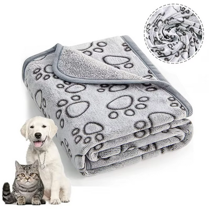 Cosy Dog Blanket For Sofa Bed - Soft Pet Blanket With Paw Pattern