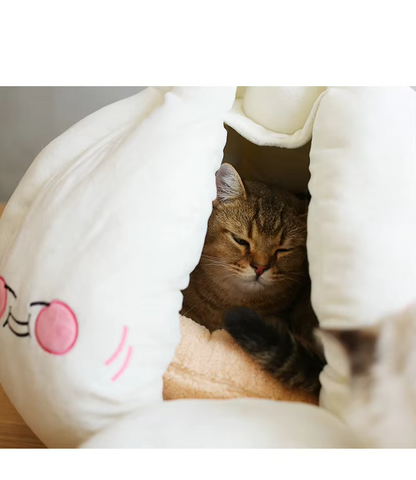 Cosy Cat Cave - Soft Garlic Design Bed For Cats Small Dogs