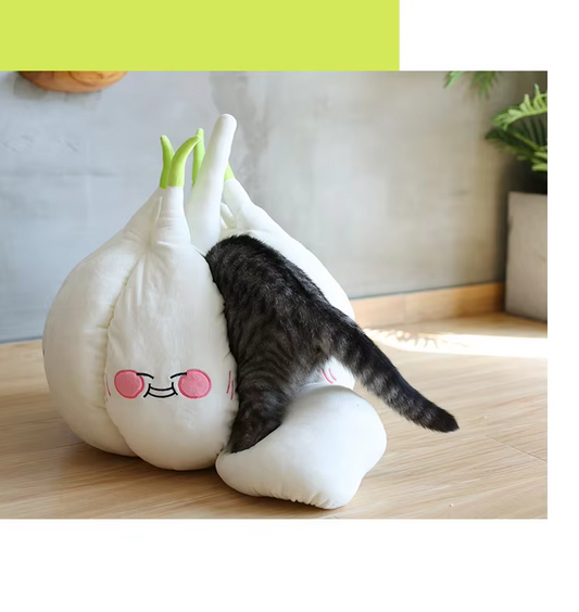 Cosy Cat Cave - Soft Garlic Design Bed For Cats Small Dogs
