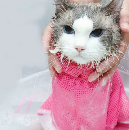 Cat Grooming Bag With Mesh For Safe Bathing And Claw Care