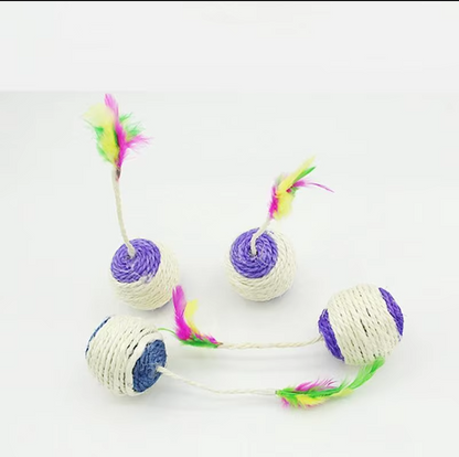 Interactive Cat Ball With Feather And Sisal Rope