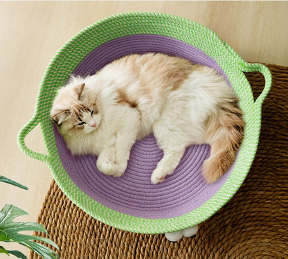 Cute Hand - Woven Cotton Rope Cat Bed in Animal Design