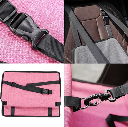 Folding Car Seat For Dogs - Sturdy, Waterproof Dog Seat With Safety Belt
