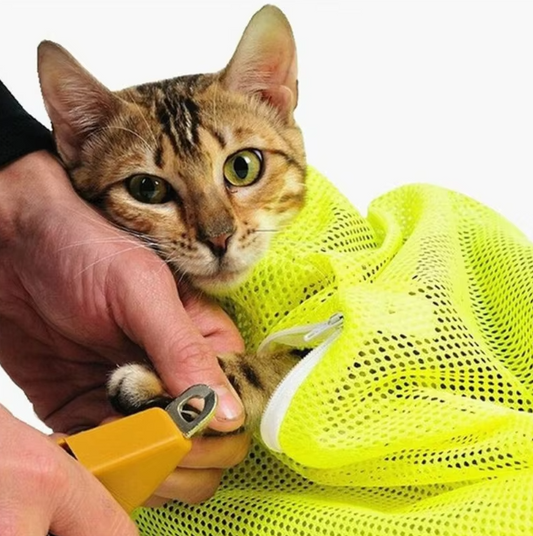 Cat Grooming Bag With Mesh For Safe Bathing And Claw Care