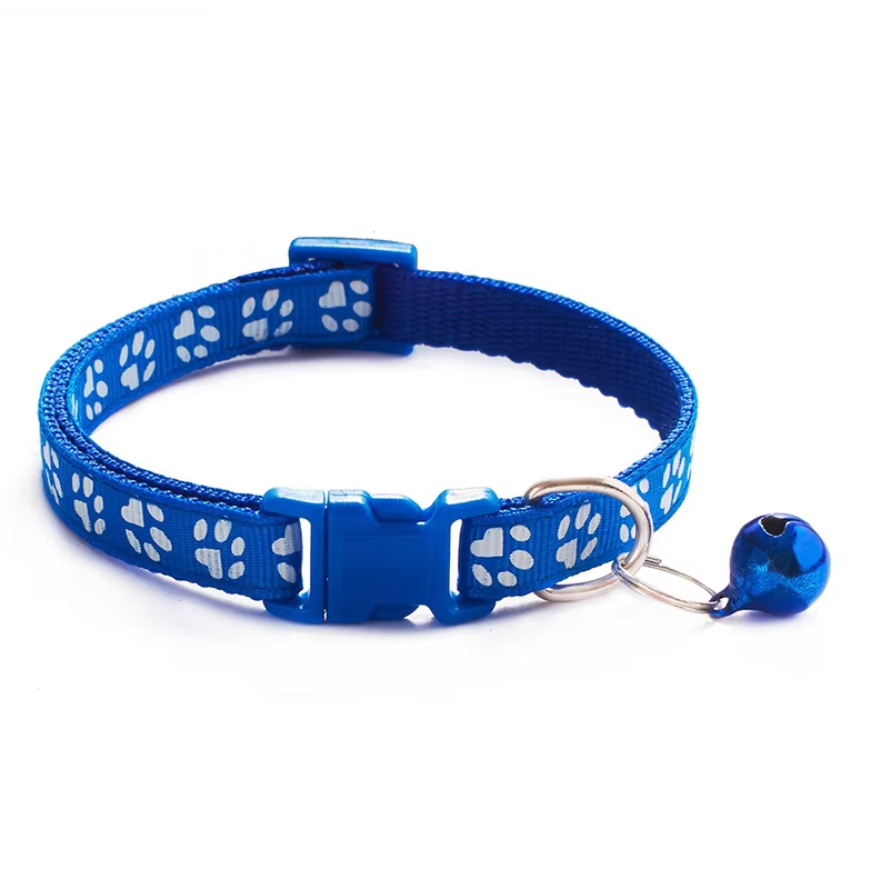 Safe Cat Collar With Bell - Adjustable Collar With Paw Pattern Quick Release