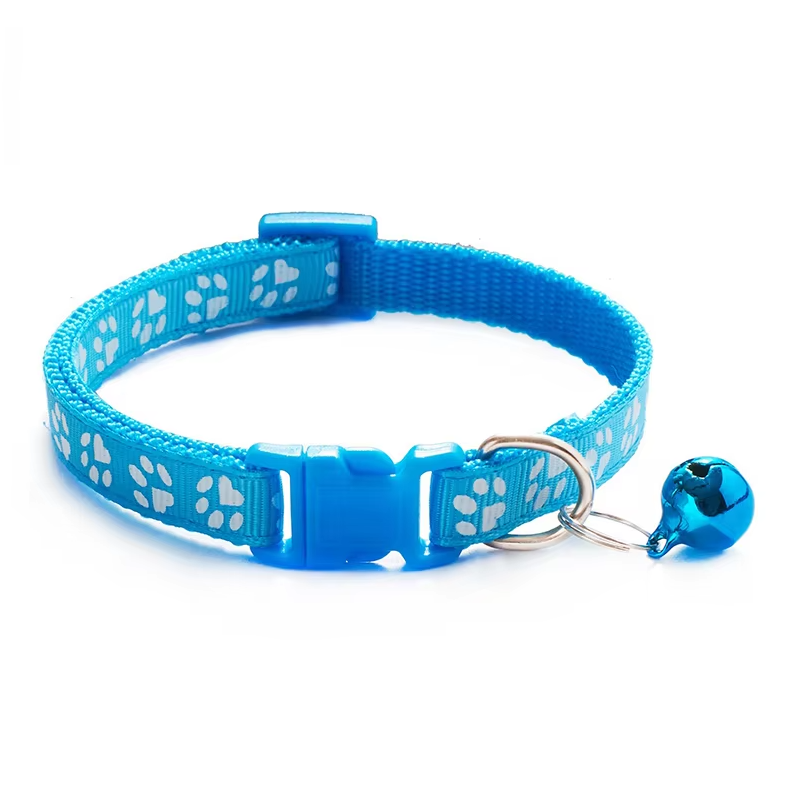Safe Cat Collar With Bell - Adjustable Collar With Paw Pattern Quick Release