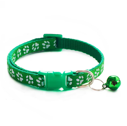 Safe Cat Collar With Bell - Adjustable Collar With Paw Pattern Quick Release