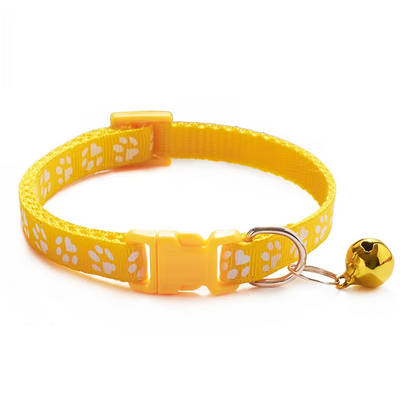 Safe Cat Collar With Bell - Adjustable Collar With Paw Pattern Quick Release