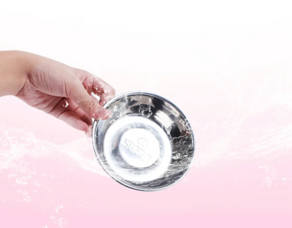 Dog Bowl Made Of Stainless Steel With Shiny Plastic Rim