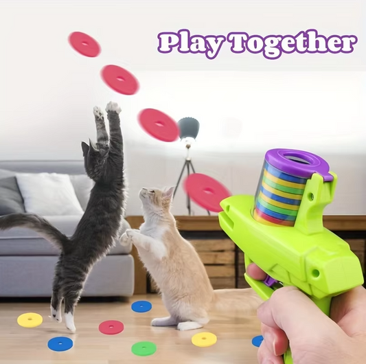 Throwing Disc Gun - Interactive Cat Toy