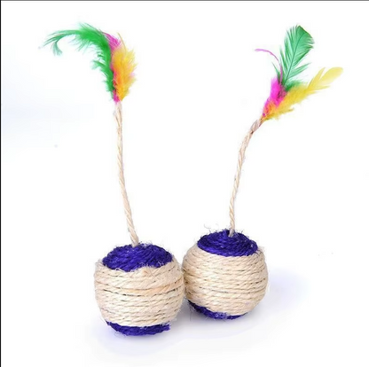 Interactive Cat Ball With Feather And Sisal Rope