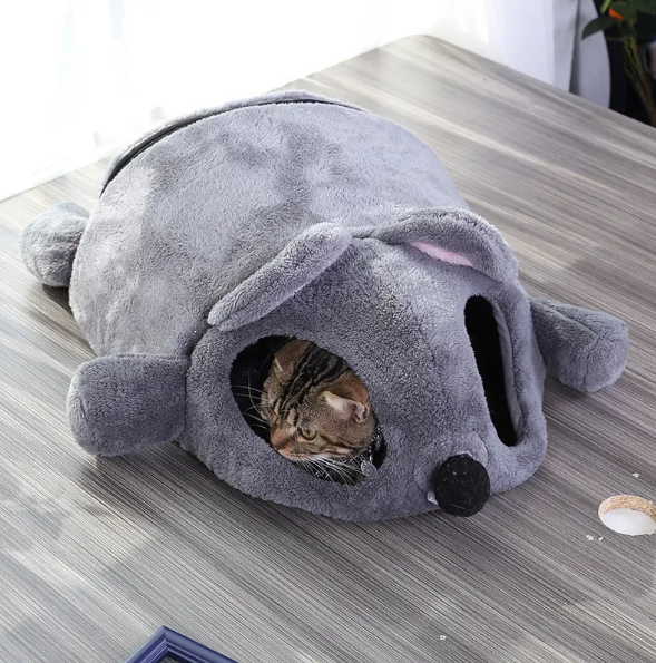 Cosy Cat Sleeping Cave In Mouse Design - Soft And Comfortable For Your Cat