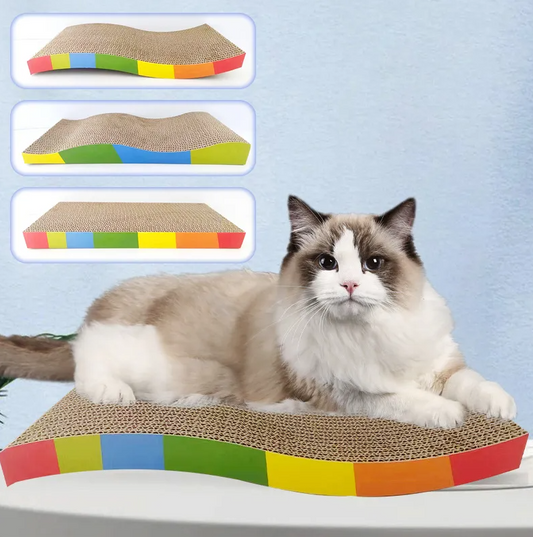 Ergonomic Scratching Area For Cats - Colorful Corrugated Cardboard