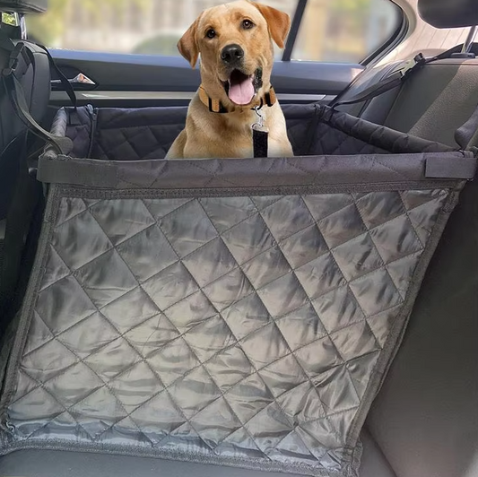 Premium Car Seat Protector for Dogs - Padded Waterproof Rear Seat Cover with Side Protection