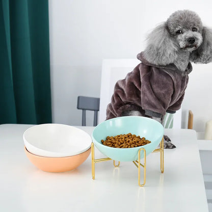 Elevated Food Bowl For Dogs And Cats - Stylish Design With Metal Stand