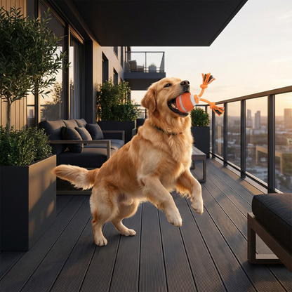 Durable Dog Play Ball with Motion Sensor and Tug Rope in Dog-Friendly Colours