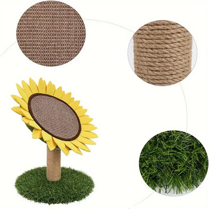 Cat Sunflower Scratching Post Made From Sisal