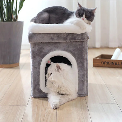 Cat Cave With Lying Surface - Foldable Cat Bed With Cuddly Cave And Toy For Cats